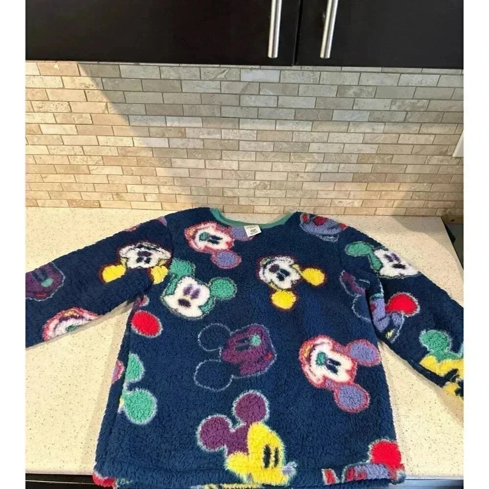 Disneyland Mickey‎ Sherpa Fleece Furry Pullover  Unisex US XS b37